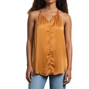 PHILOSOPHY Gorgeous Orange Cream Button Front Lined Top NWT $68 Size Small